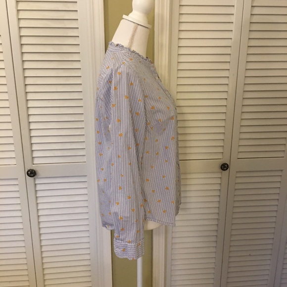 Talbots Ruffle Trim Striped Cotton Top with Heart Print Size S - Picture 8 of 9